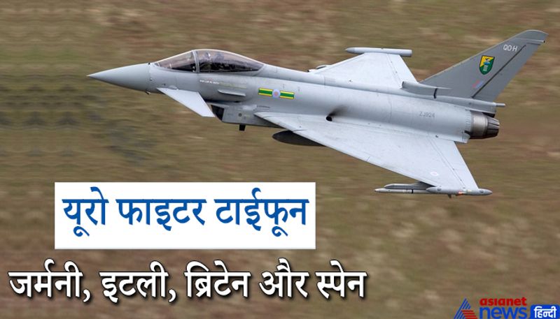 यूरो फाइटर टाईफून
इस लडाकू विमान (Eurofighter Typhoon)को जर्मनी, इटली, ब्रिटेन और स्पेन ने मिलकर बनाया है, इसलिए इस विमान को यूरोपीय यूनियन भी कहा जाता है। यह हथियार ले जाने, दुश्मनों पर वार करने, दुश्मन देशों को चकमा देने में सक्षम है। इस विमान में खुद का राडार सिस्टम है।
