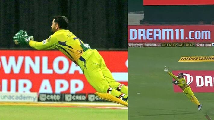 IPL 2020 KKR VS CSK watch ms dhoni flying catch out Mavi IPL 2020 KKR VS CSK watch ms dhoni flying catch out Mavi