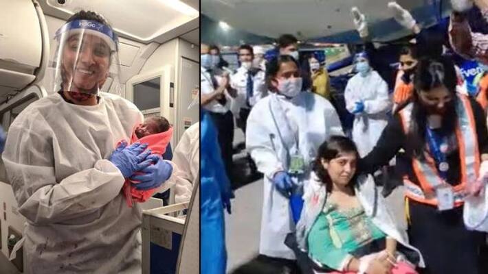 Woman gives birth to baby boy aboard flight travelling from Delhi to Bengaluru -ymn Woman gives birth to baby boy aboard flight travelling from Delhi to Bengaluru -ymn