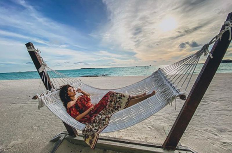 Just A Picture Of Tapsi Ringing Out The Bad Times In Maldives