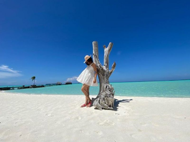 Just A Picture Of Tapsi Ringing Out The Bad Times In Maldives