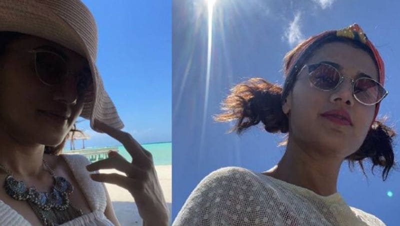 Just A Picture Of Tapsi Ringing Out The Bad Times In Maldives