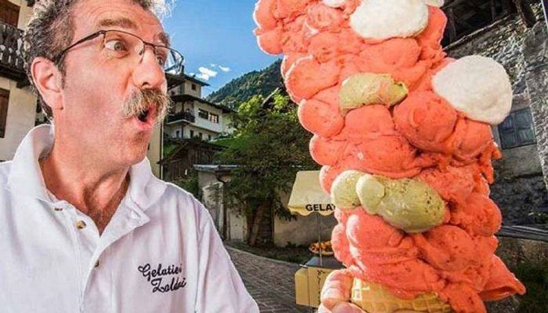 Man sets new Guinness World Record by putting scoops on a single ice cream cone