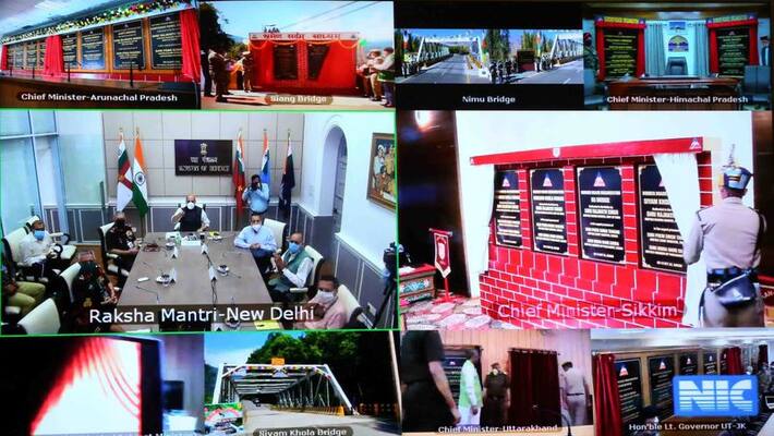 Defence Minister Rajnath Singh formally opened 44 bridges built by the army BRO ckm Defence Minister Rajnath Singh formally opened 44 bridges built by the army BRO ckm