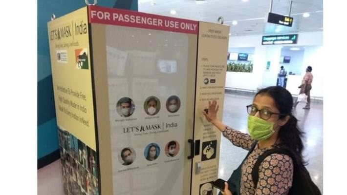 Indias first contactless vending machine dispensing free masks at Bengaluru airport -ymn Indias first contactless vending machine dispensing free masks at Bengaluru airport -ymn