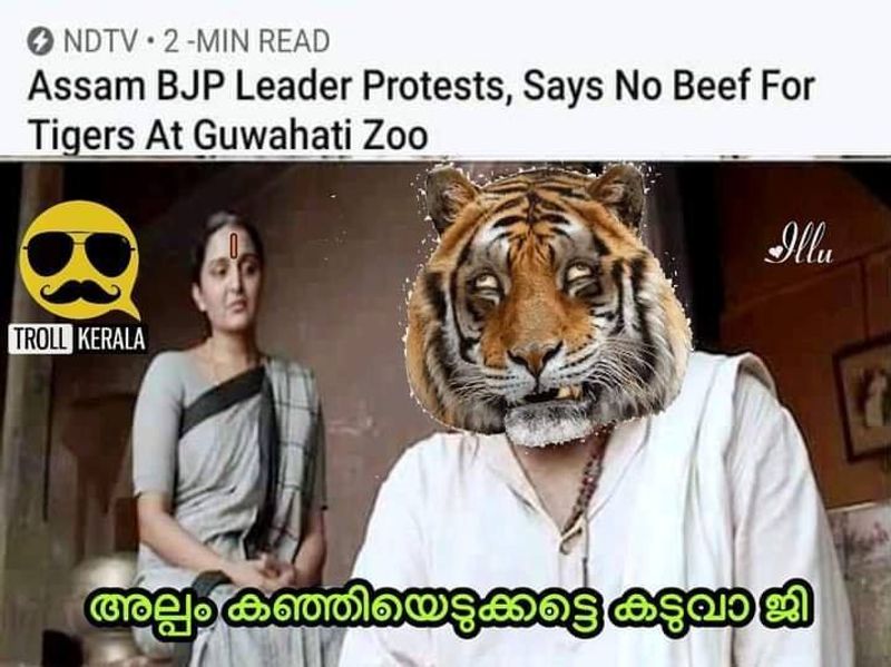 troll on hindu activists oppose serving beef to wild animals in guwahati