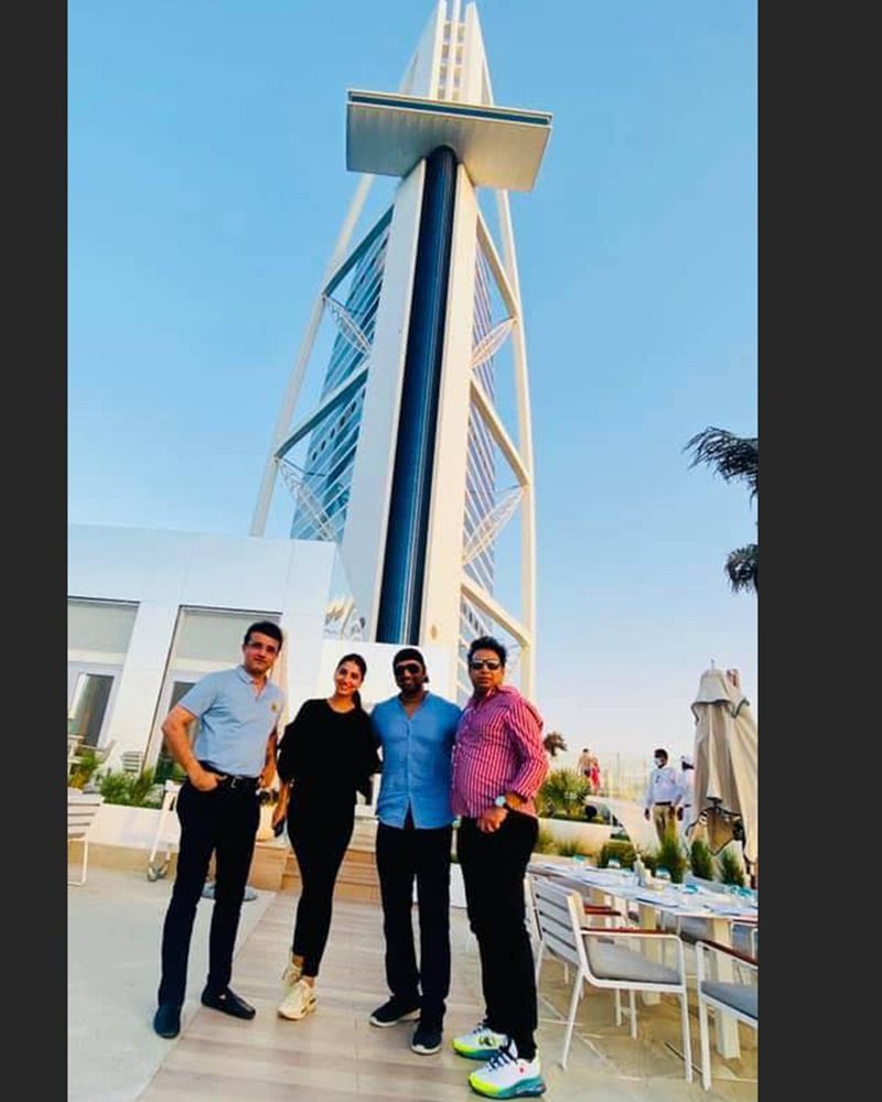 Tollywood actor Dev and Rukmini had a quality time with sourav ganguly photos goes viral BRD