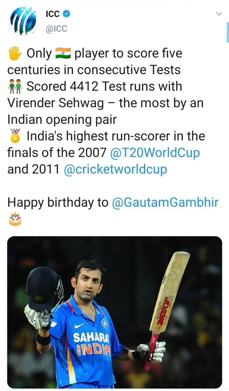 Cricket Fans Celebrates Gautam Gambhirs Birth day in social media