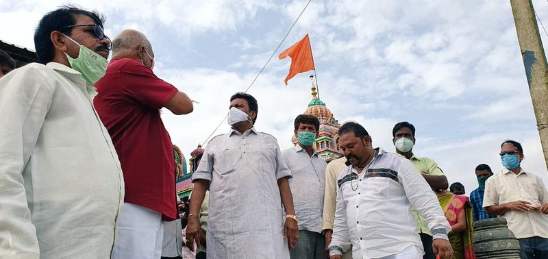 Minister B C Patil Visit Durga Devi Temple in Hirekerur in Haveri District grg