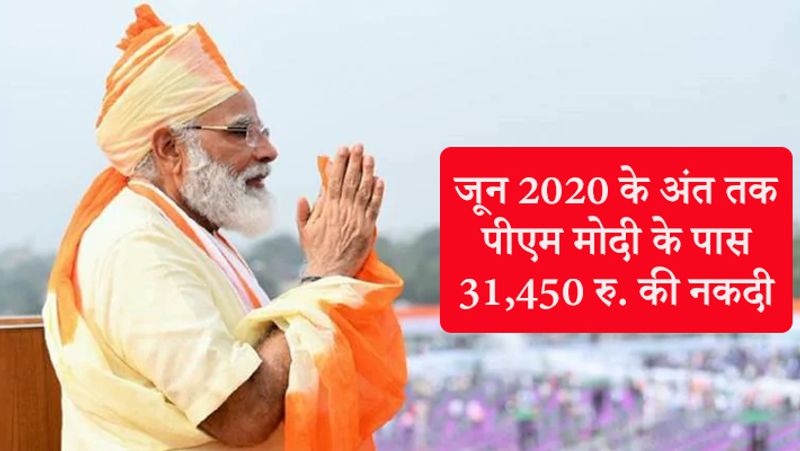 जून 2020 के अंत तक पीएम मोदी के पास नकदी के रूप में केवल 31,450 रुपये थे। एसबीआई गांधीनगर एनएससी शाखा में 3,38,173 रुपए का बैंक बैलेंस था। 