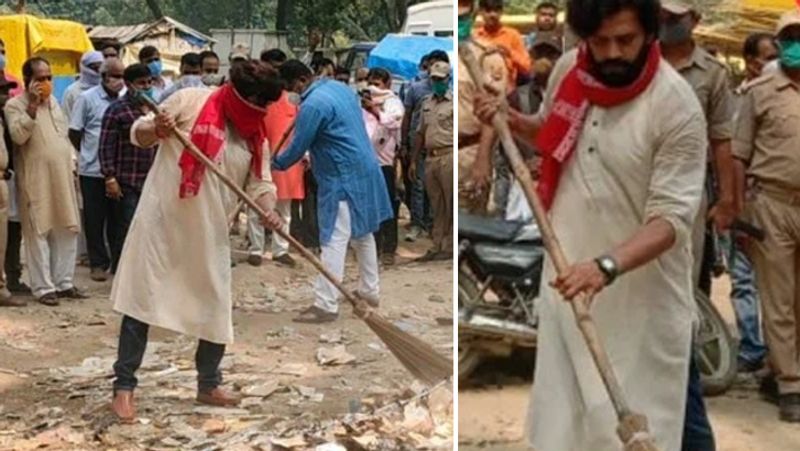 मंदिर के पास रहे दुकानदार से रवि किशन ने कहा कि जितने भी दुकानदार हैं वो अपनी दुकानों पर डस्टबिन का उपयोग करें। प्रधानमंत्री नरेंद्र मोदी और मुख्यमंत्री योगी आदित्यनाथ द्वारा व्यापक स्तर पर चलाए जा रहे स्वच्छ भारत अभियान का हिस्सा बनें।'