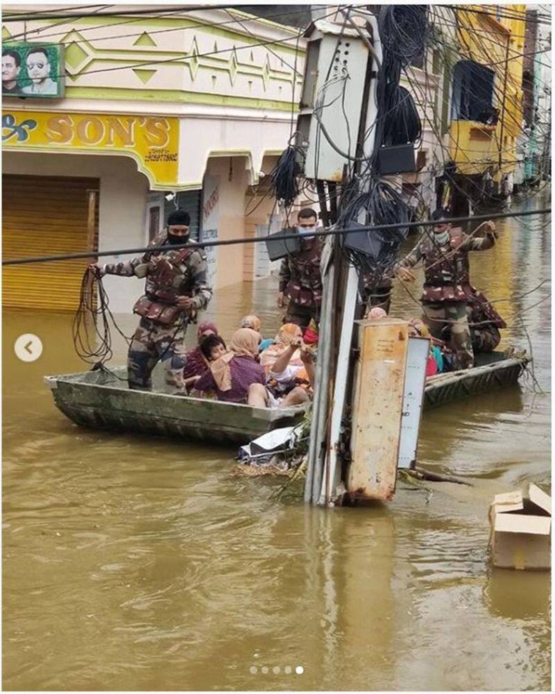 indian army involved relief and rescue operation with ndrf at hyderabad flood ksp