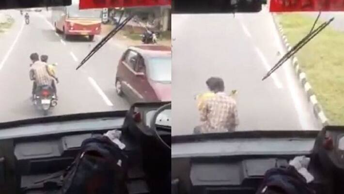 Police seized a Yamaha Cygnet scooter from two young kids after they blocked a KSRTC bus kerala ckm Police seized a Yamaha Cygnet scooter from two young kids after they blocked a KSRTC bus kerala ckm