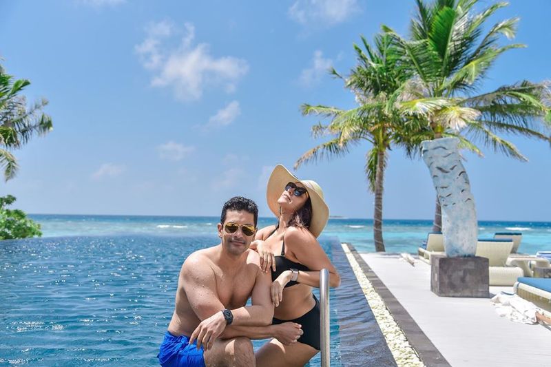 neha dhupiya and angad bedi romance in maldives arj