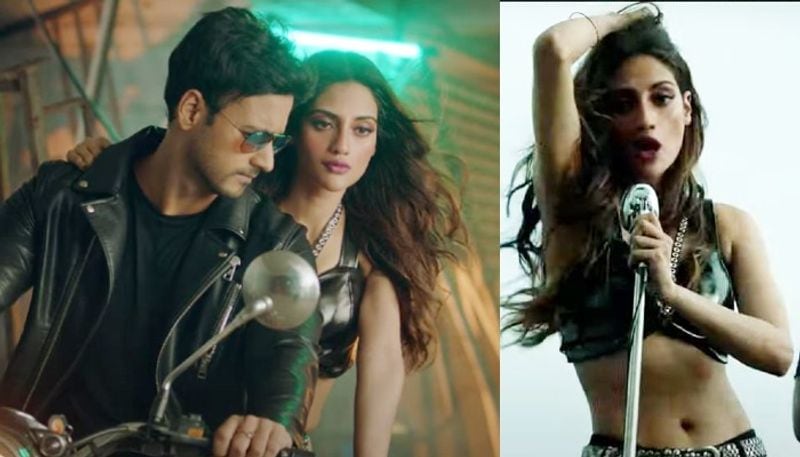 Nusrat Jahan in a black leather crop top flaunting her super flat abs ADB