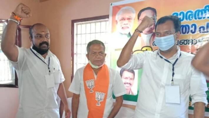 CPM living martyr Pushpan brother Sasi joins BJP CPM living martyr Pushpan brother Sasi joins BJP