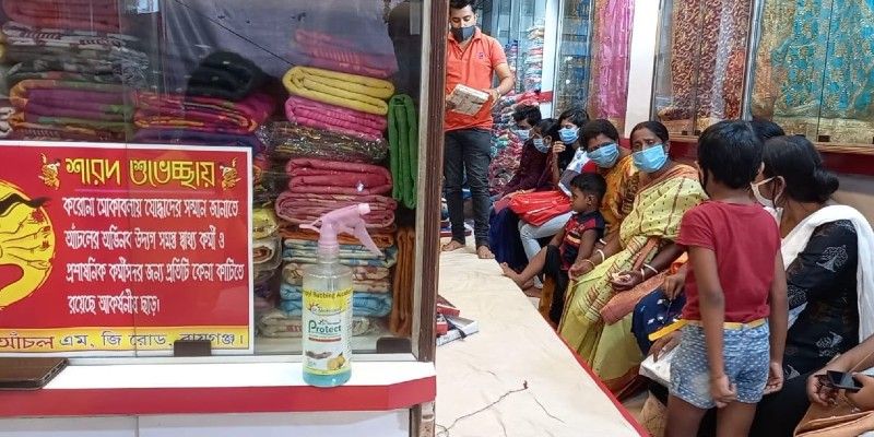 A garment shop offers special discount for Covid warriors during Dura Puja BTG