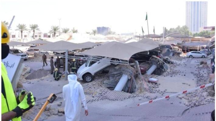 car parking building collapsed and four injured in saudi car parking building collapsed and four injured in saudi