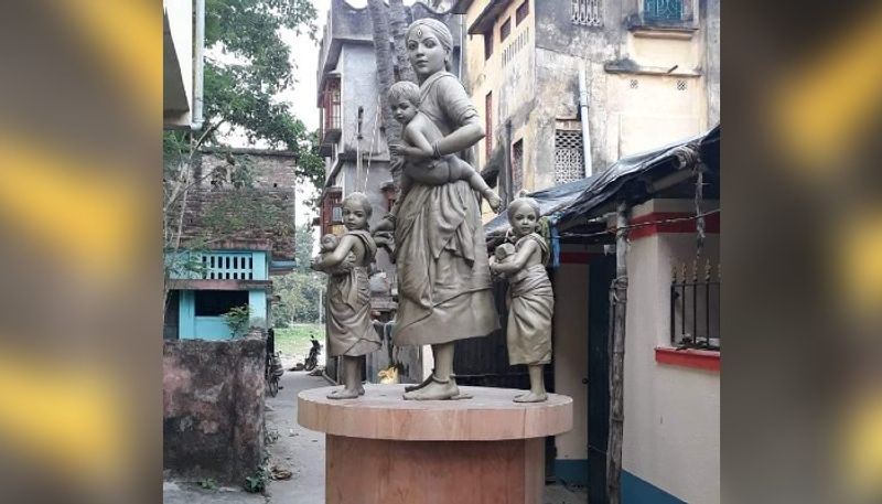 Behala Barisha club has pay homage to migrant worker in Durga Puja created by Pallab Bhomik RTB