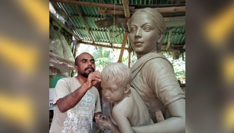 Behala Barisha club has pay homage to migrant worker in Durga Puja created by Pallab Bhomik RTB