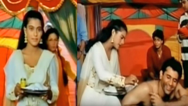 सीन नंबर 5 : सिमरन का कुलजीत को मल्हम लगाना - सिमरन को इम्प्रेस करने के लिए राज को कुलजीत से मार खानी थी। लेकिन यहां उल्टा हो जाता है। यानी राज कुलजीत को खूब मारता है। पिटाई से कुलजीत बिस्तर पर पड़ा रहता है। इसके बाद सिमरन मल्हम लेकर आती है और राज और कुलजीत के दोस्तों के सामने ही उसे मल्हम लगाती है। सिमरन कहती है- कितनी बेदर्दी से मारा है। सारे बदन पर नील पड़ गए हैं। वहीं दूसरी ओर कुलजीत की बहन प्रीति (मंदिरा बेदी) भी राज को मल्हम लगाने लगती है।