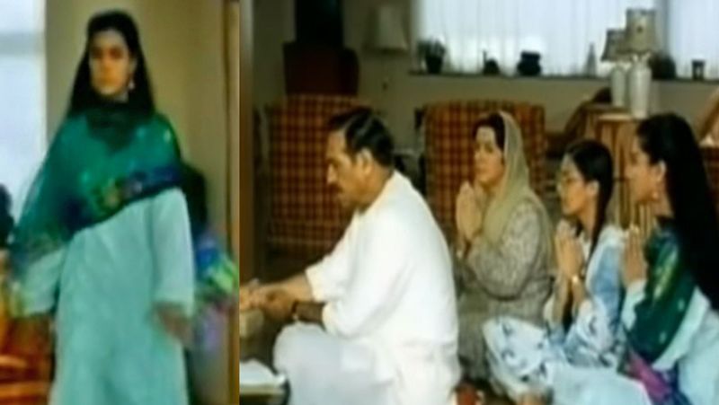 सीन नंबर 2 : पूजा के लिए सिमरन का लेट हो जाना - इस सीन में सिमरन के पिता बलदेव सिंह चौधरी यानी अमरीश पुरी, उनकी वाइफ और छोटी बेटी पूजा करते नजर आते हैं। हालांकि सिमरन पूजा के लिए लेट हो जाती है लेकिन वो भागती-भागती आती है। बाद में डोरबेल बजती है तो बलदेव सिंह दरवाजा खोलने चले जाते हैं। तभी सिमरन की छोटी बहन चुटकी उसे ताना मारते हुए कहती है-फिर से लेट, वैरी बैड। फिल्म में ये सीन आपने नहीं देखा होगा।