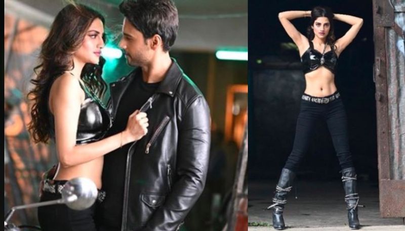 Nusrat Jahan in a black leather crop top flaunting her super flat abs ADB