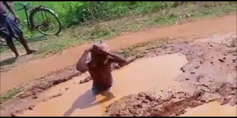 Poor road condition in Village, local people agitation in front of team PK at Midnapore ASB