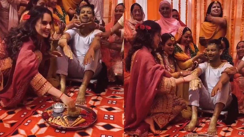 इससे पहले कंगना ने भाई अक्षत की हल्दी सेरेमनी का वीडियो शेयर किया था। बधाई हिमाचल की एक परंपरा है। जो मामा के घर शादी का पहला निमंत्रण भेजकर शुरू होती है। इसके बाद बाकी लोगों को निमंत्रण भेजे जाते हैं। बता दें कि कंगना के भाई अक्षत की शादी नवंबर में है।