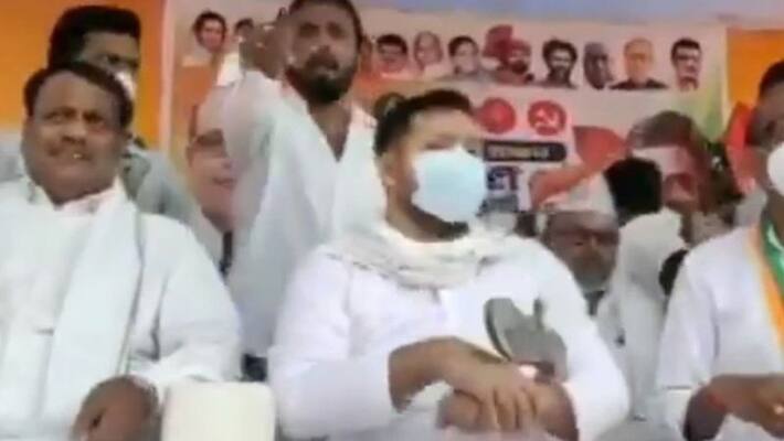 Bihar pair of slippers hurled at RJD leader Tejashwi Yadav at a public rally in Aurangabad KPP Bihar pair of slippers hurled at RJD leader Tejashwi Yadav at a public rally in Aurangabad KPP