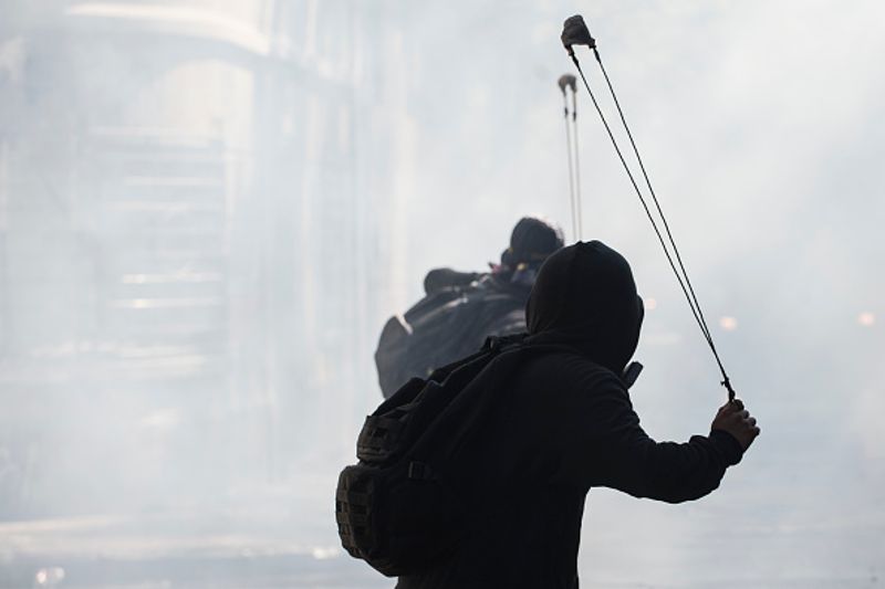 chilean protesters burn two churches photo story