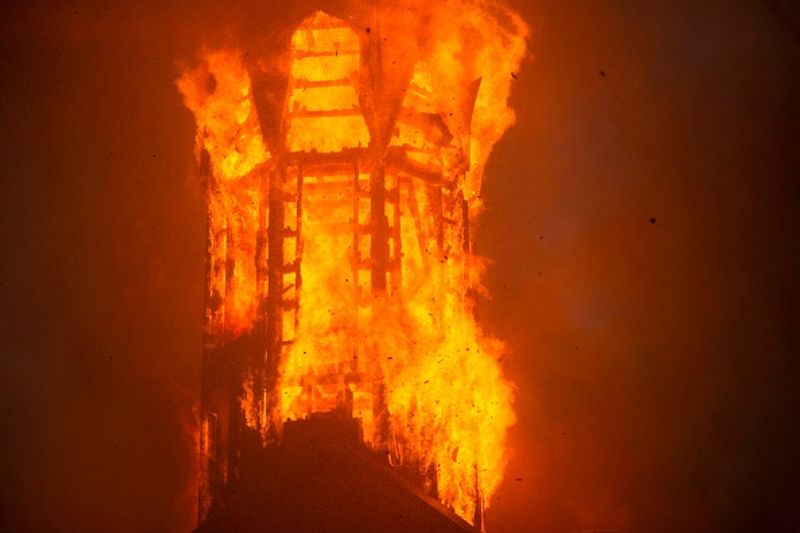 chilean protesters burn two churches photo story