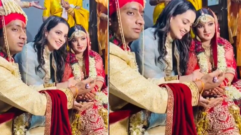 रंगोली चंदेल ने भी वेडिंग फोटोज शेयर कर भाभी अंजली का परिवार में स्वागत किया है। इन तस्वीरों को देख यह कहा जा सकता है कि करण और अंजली की जोड़ी बिल्कुल परफेक्ट है। दोनों ही दूल्हा और दुल्हन के जोडे़ में जच रहे हैं। ये जोड़ी बेहद प्यारी लग रही है। 