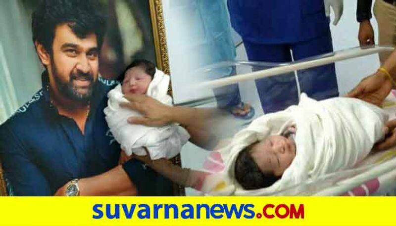 Kannada arjun sarja family visits meghana raj baby boy vcs