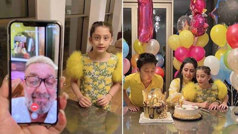 स जय दत त स द र बच च न मम म म न यत क स थ ऐस मन य बर थड फ र प प न द य य सरप र इज Sanjay Dutt Virtually Joins The 10th Birthday Celebration Of His Twin Babies