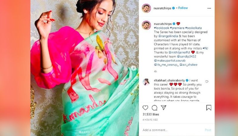 Nusrat Jahan gets a special customized saree from her husband Nikhil Jain ADB