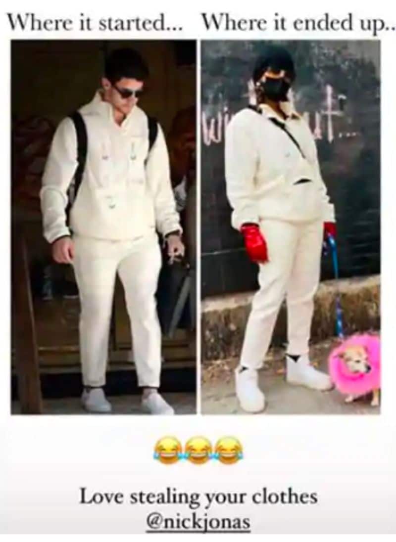 Priyanka Chopra steps out in husband Nick Jonas tracksuit says love stealing your clothes dpl