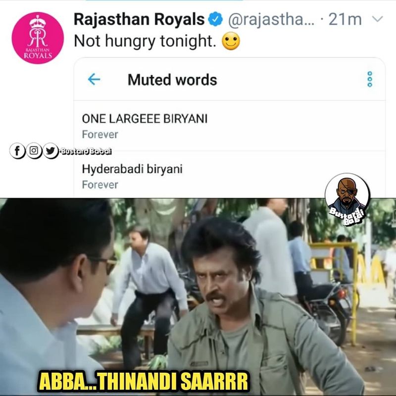 IPL 2020: Rajasthan Royals Admin trolled after Hyderabadi Biryani Order post CRA