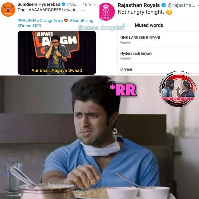 IPL 2020: Rajasthan Royals Admin trolled after Hyderabadi Biryani Order post CRA