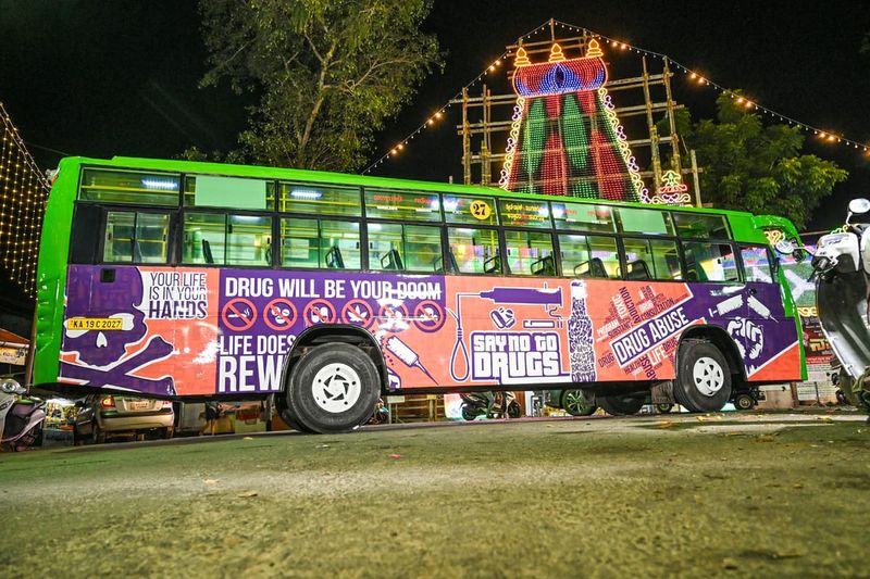 Awareness against drugs usage in mangalore city bus dpl