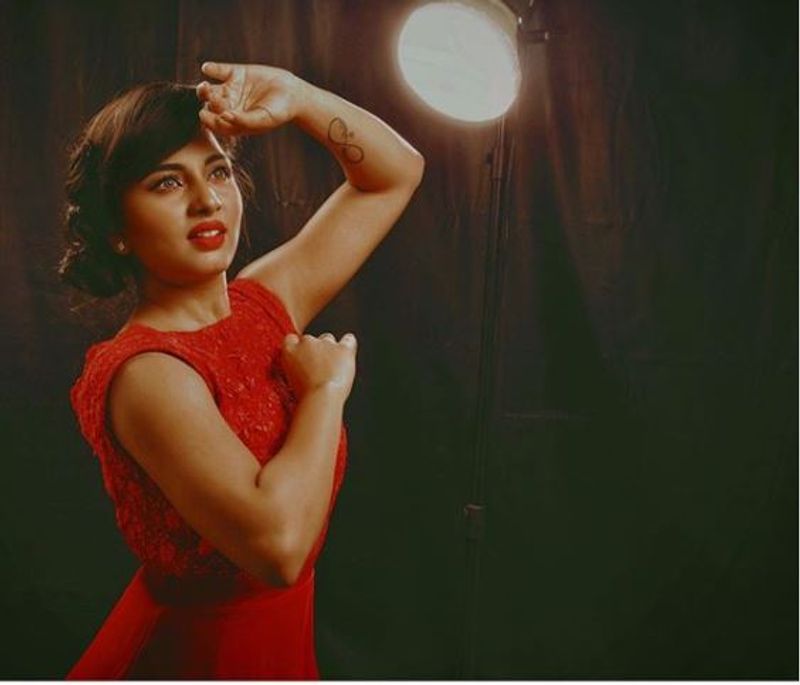 actress srushti dange stunning red hot dress photos
