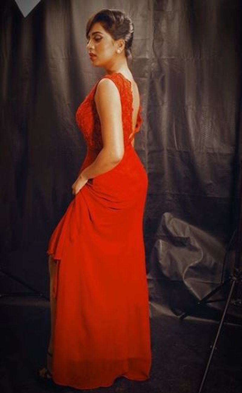 actress srushti dange stunning red hot dress photos