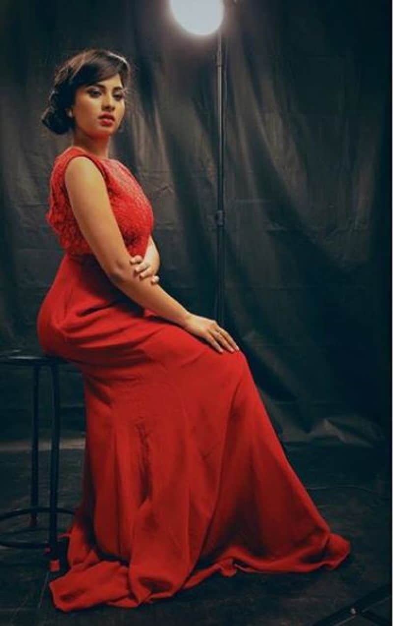 actress srushti dange stunning red hot dress photos