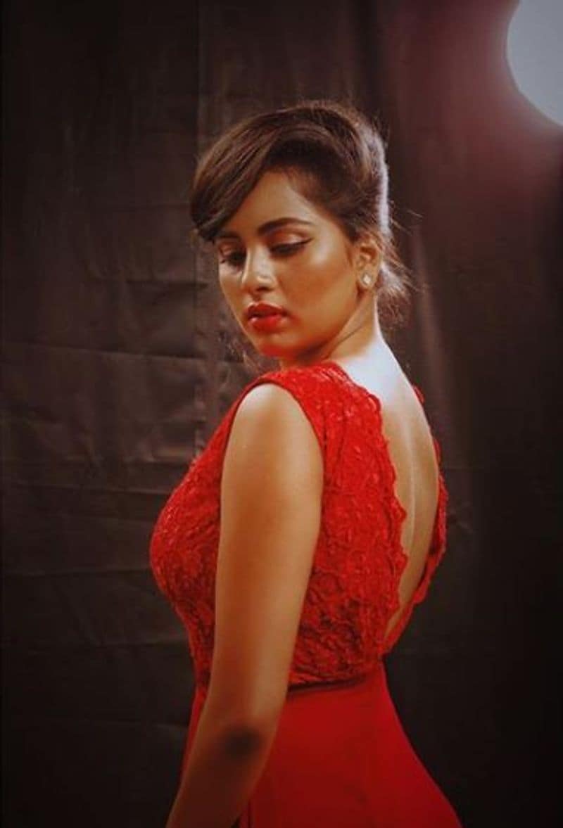 actress srushti dange stunning red hot dress photos