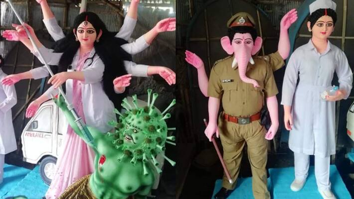 Devi Durga as Doctor on north dinajpur district based Durga Puja goes viral on social media BDD Devi Durga as Doctor on north dinajpur district based Durga Puja goes viral on social media BDD