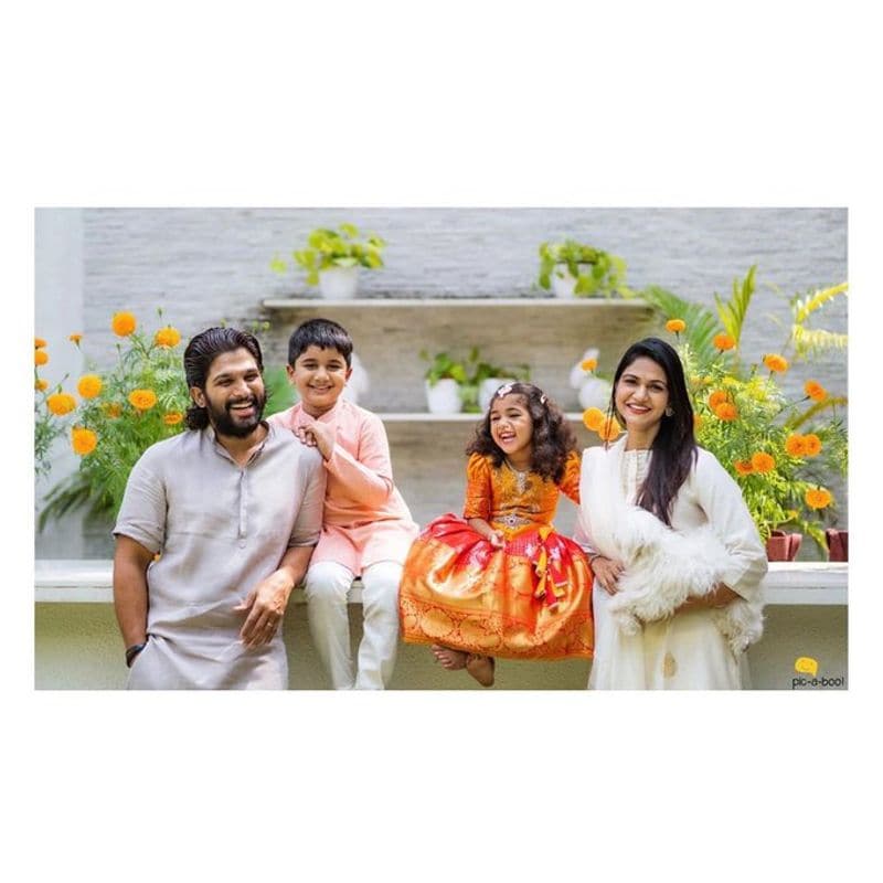 allu arjun family in dussehra festival mood photos share arj