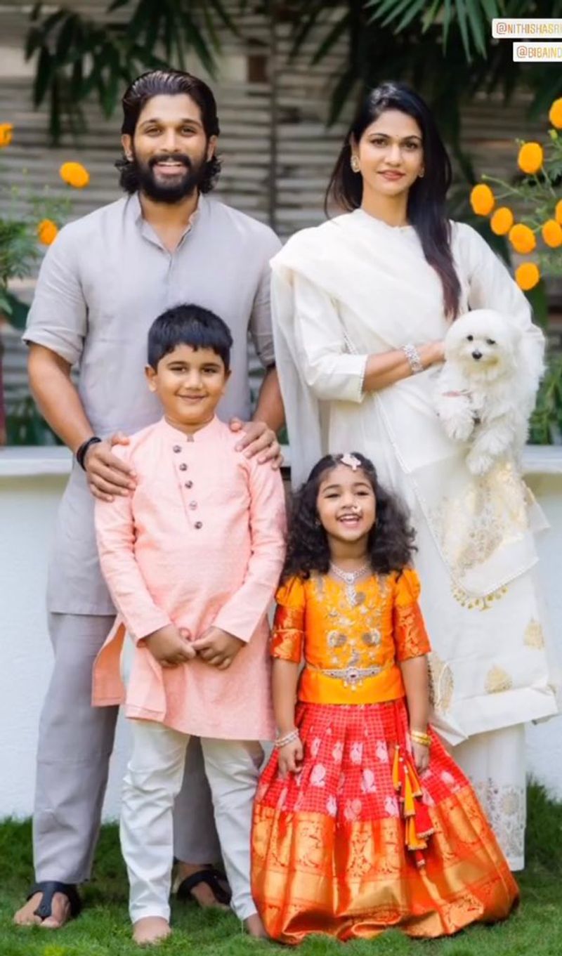 allu arjun family in dussehra festival mood photos share arj