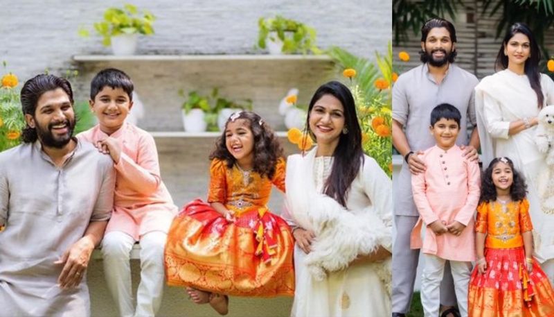 allu arjun family in dussehra festival mood photos share arj