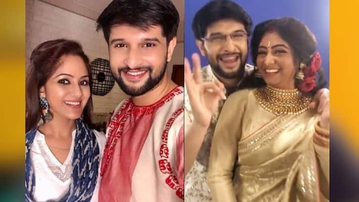 Neel Bhattacharya celebrates pujo with her off and onscreen love interests Trina and Tiyasha ADB Neel Bhattacharya celebrates pujo with her off and onscreen love interests Trina and Tiyasha ADB