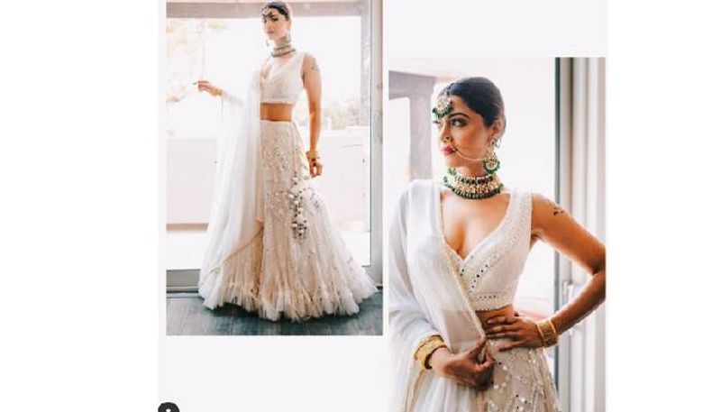 mamtha mohandas in white lehanga